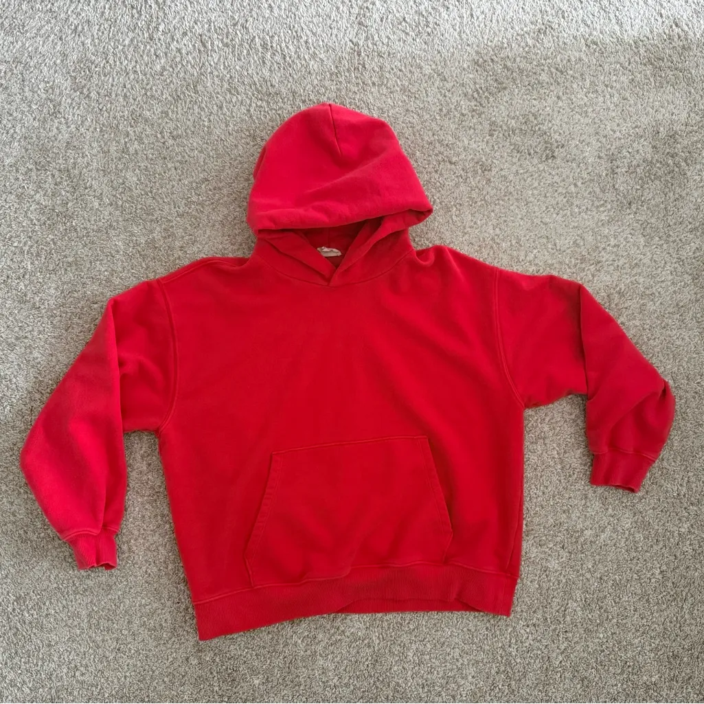 Madewell midweight hoodie sweatshirt size L bright cherry - Image 4