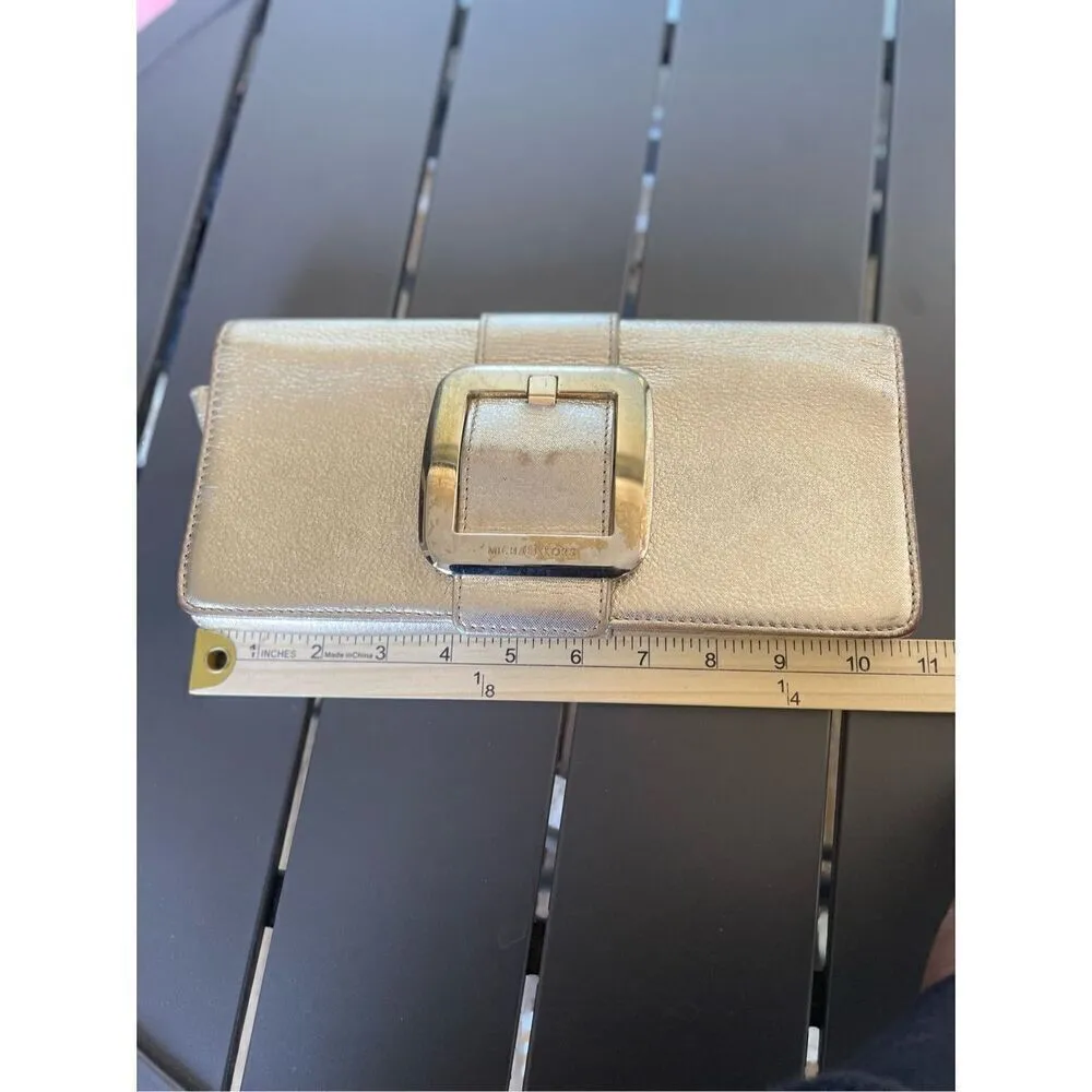 Michael Kors Sutton Gold Metallic Clutch - Image 10