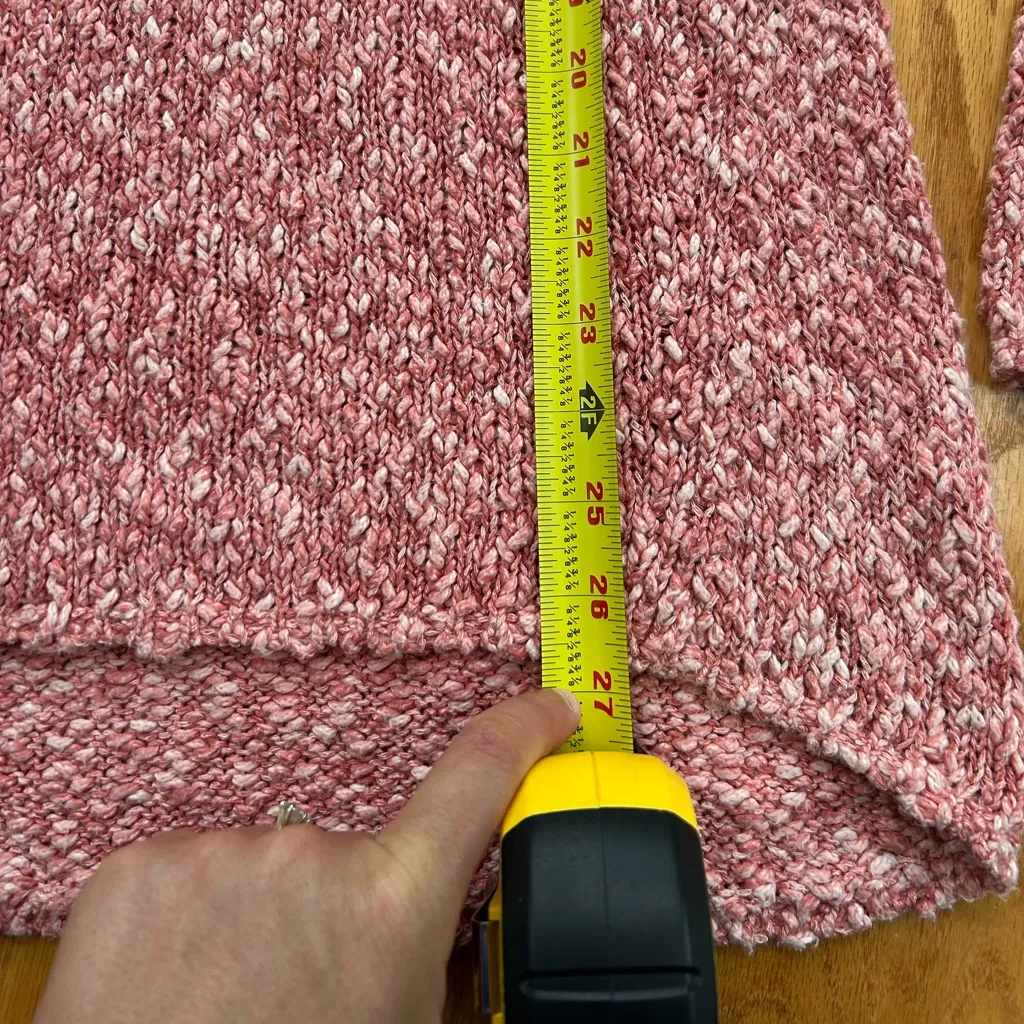 J. McLaughlin Cotton Blend Crew Neck Pink Sweater Size Medium High Low Hem - Image 7