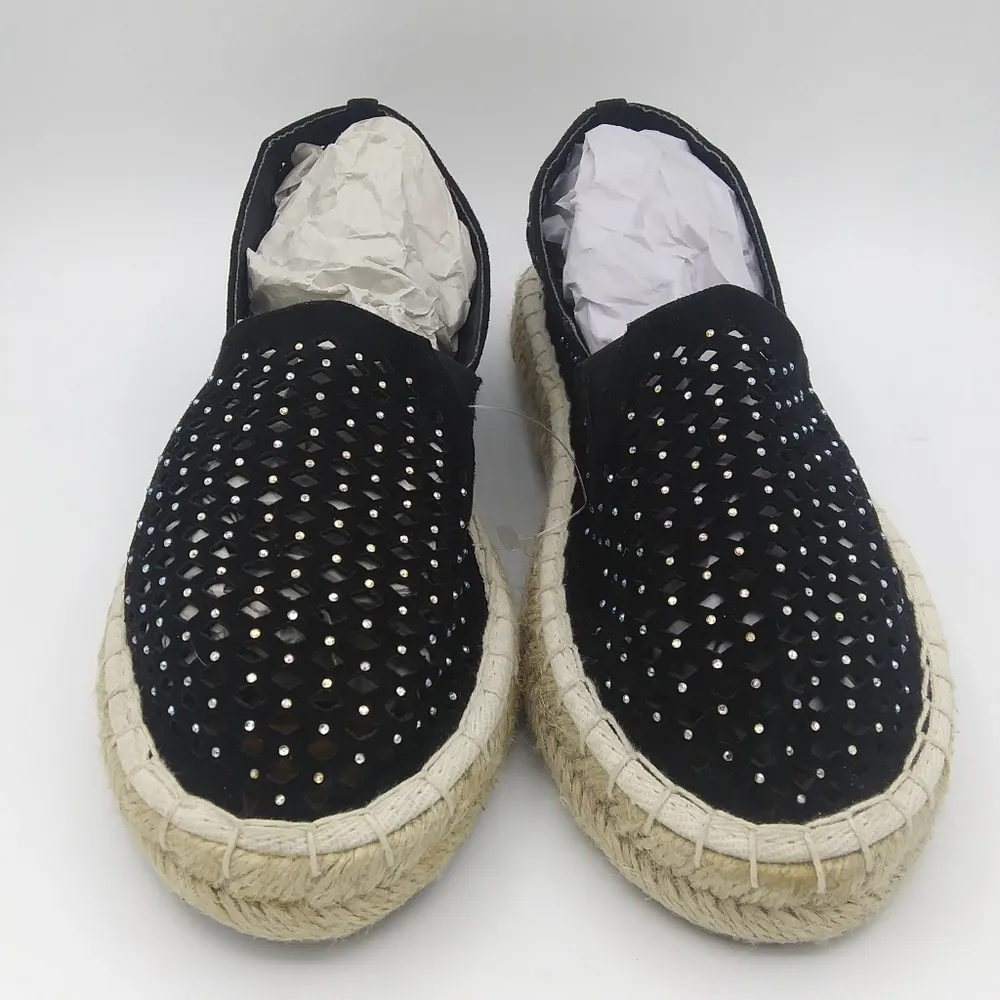 perforated slip on suede espadrille shoes women Size 6 1/2 - Image 6