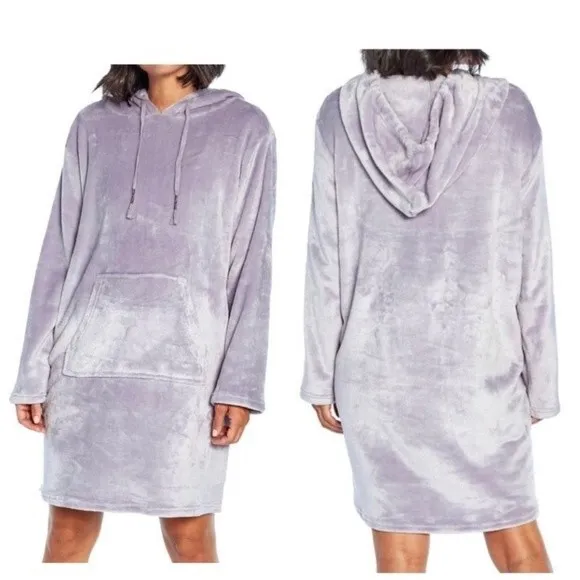 Wildfox Women's Lavender Velour Plush Long Sleeve Lounge Dress S/M - Image 2