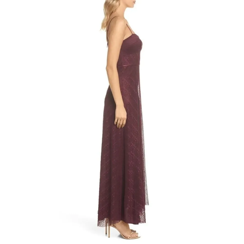 Jill Jill Stuart Eliza Lace Slip Gown Cutout Front in Purple 2 long maxi dress - Image 3