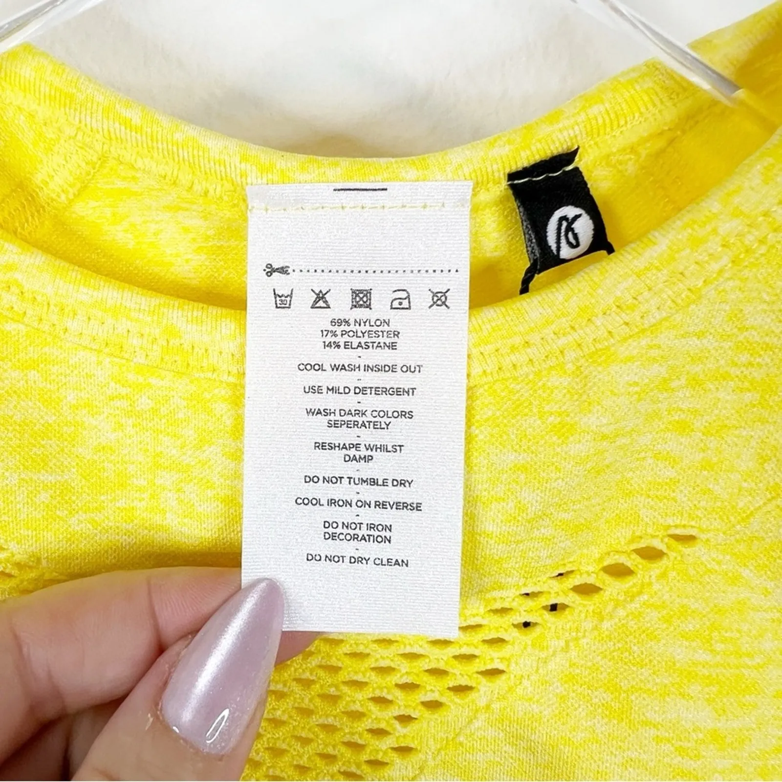 NWT AYBL Motion Long Sleeve Cut Out Crop Top XS‎ Yellow - Image 7