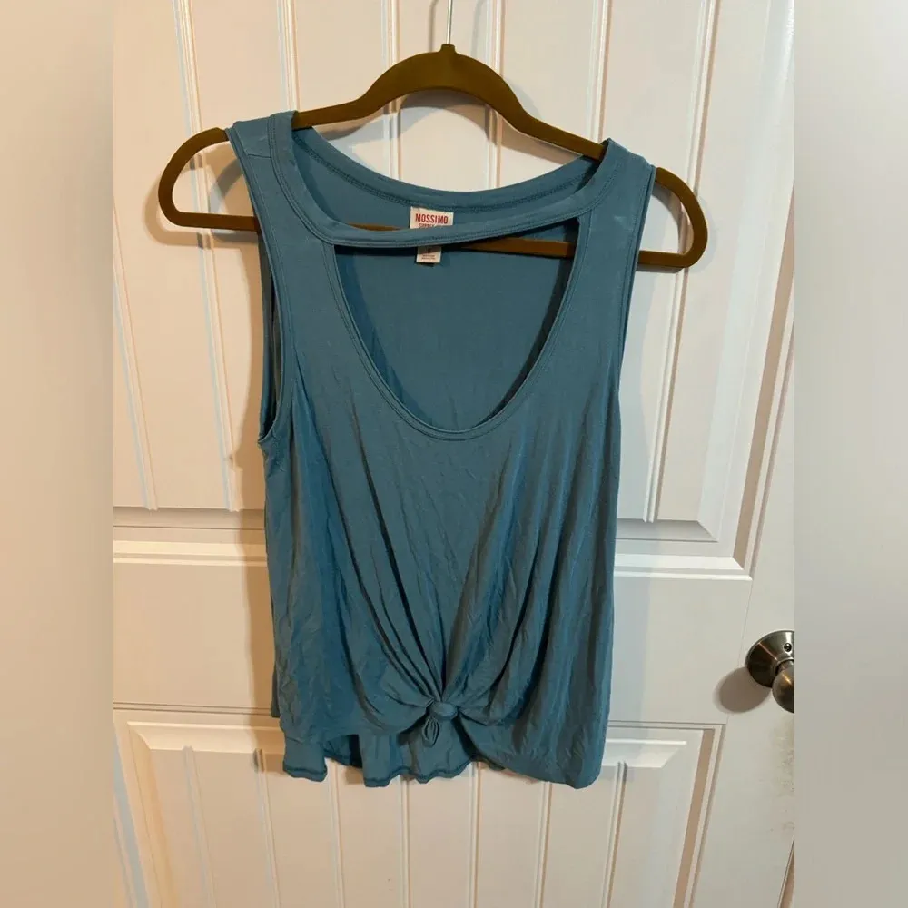 Mossimo Tie Knot Cut Out Tank Blue - Image 3