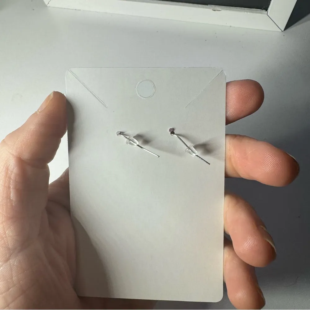 Rose quartz crescent moon stainless steel hooks dangle earrings - Image 3