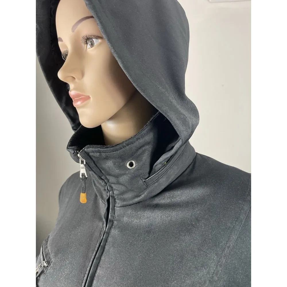 Weatherproof Jacket Black Removable‎ Hood Zip Front Womens Midi Coat M B-R - Image 6
