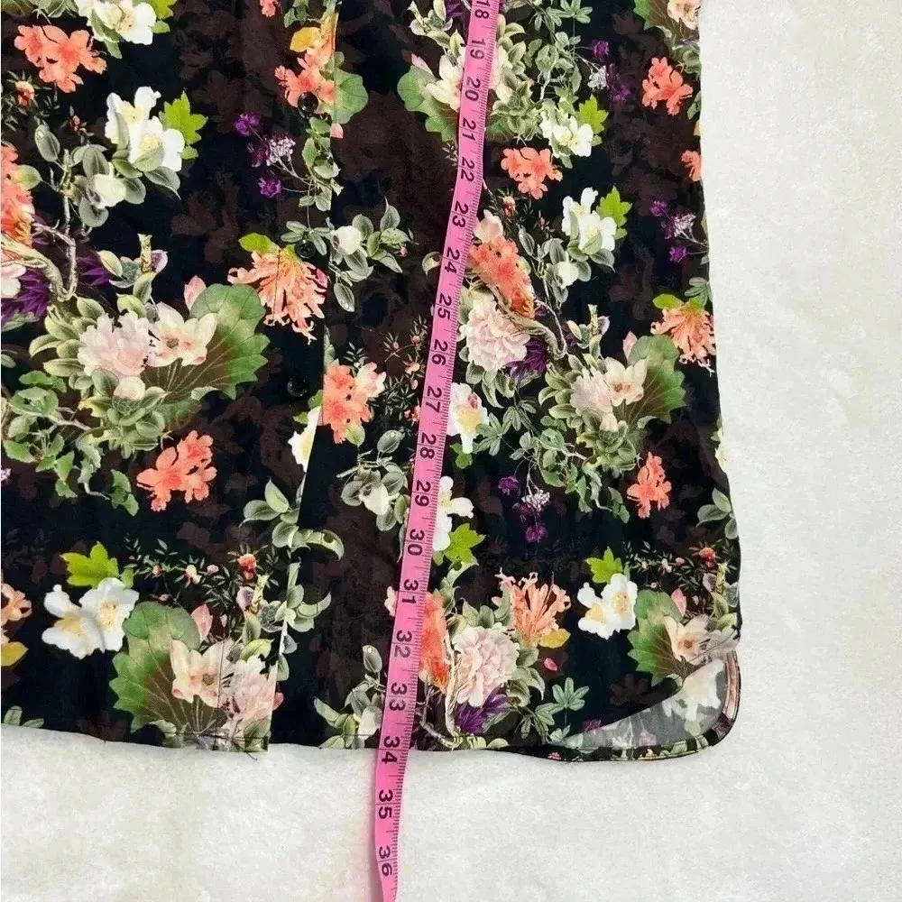 Alice + Olivia Floral Print Longline Button Down Viscose‎ Shirt sz L - Image 14