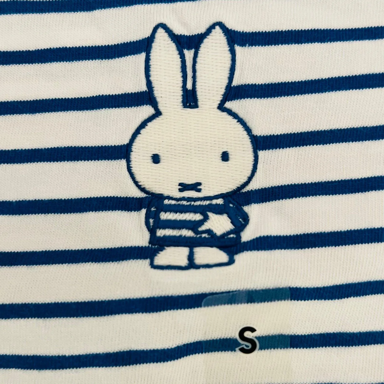 UNIQLO Miffy UT Blue White Bunny Striped Short Sleeve T-Shirt - S - Image 2
