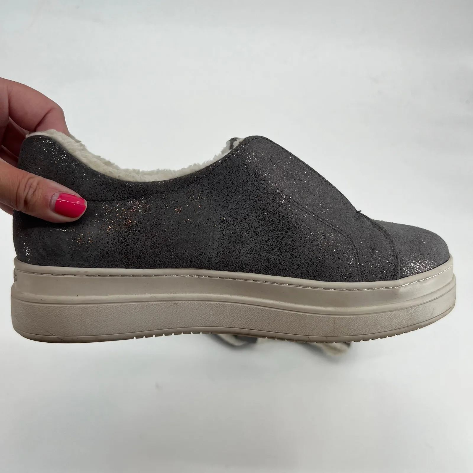 J/Slides Women's Nada Lifestyle Faux Fur Gray Slip On comfort Shoes size 8.5 - Image 6