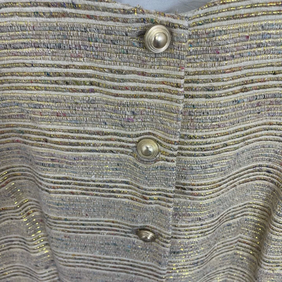 MAGGY LONDON Vintage Gold Striped Textured Metallic Blazer size 6 Holiday Party - Image 5