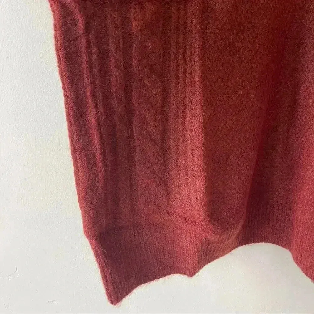 Madewell Plus Alpaca Wool Cable Havener Pullover Sweater Heather Auburn 3X NWT - Image 9