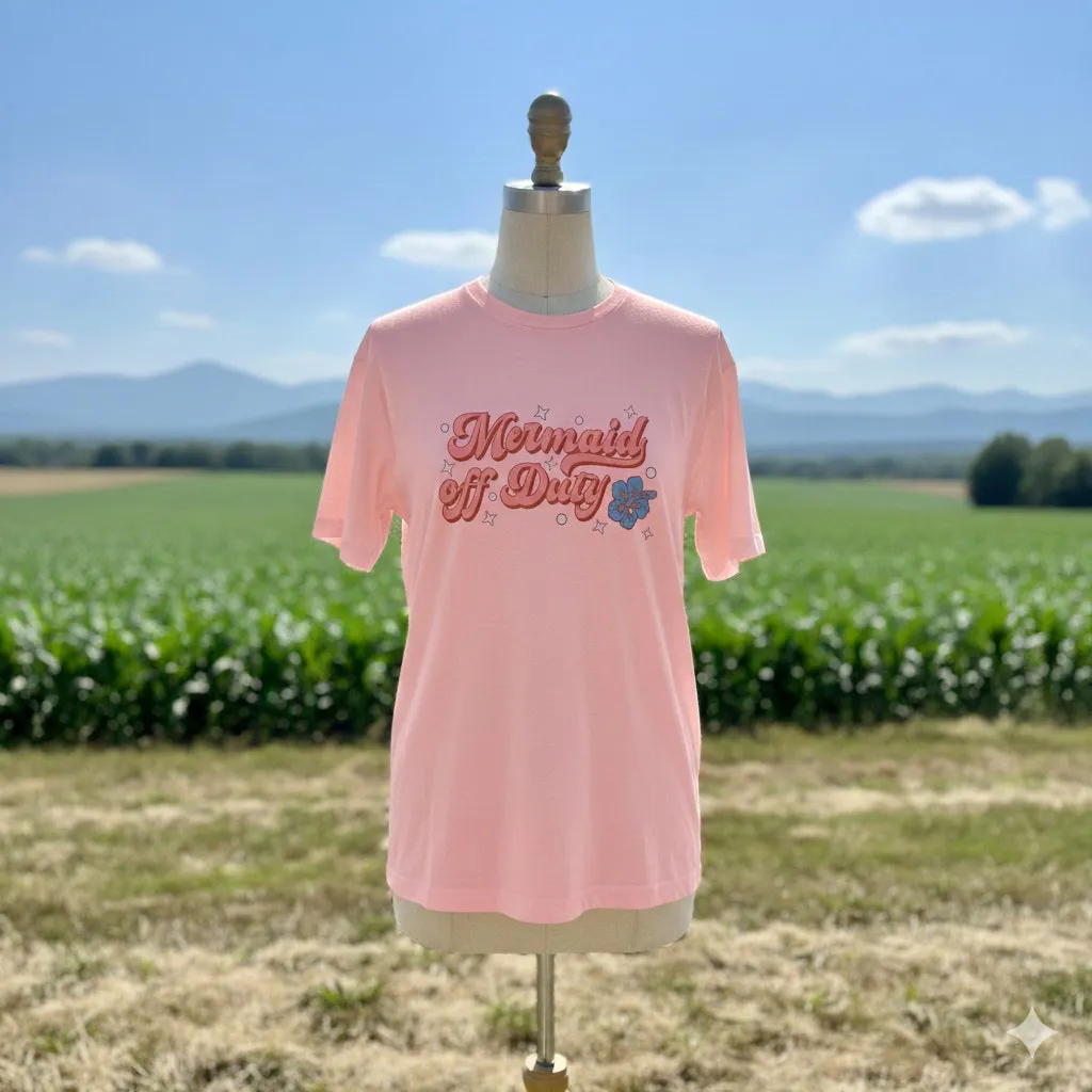 Mermaid Off Duty T Shirt M Pink Beach Graphic NWT Casual Short Sleeve Tee Size M - Image 10