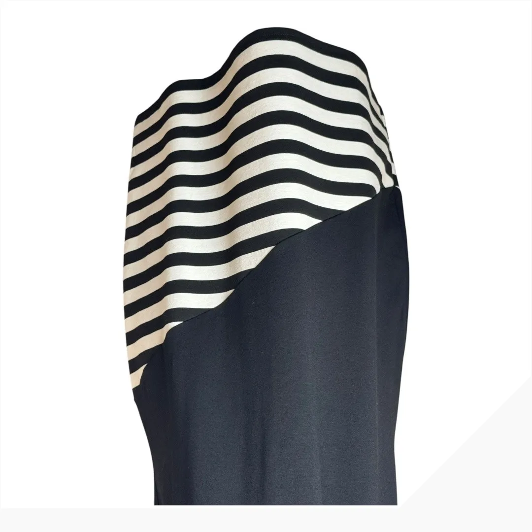 Jade Dress Women Large Black White Colorblock Stripe Sleeveless Shift A Line NWT - Image 6