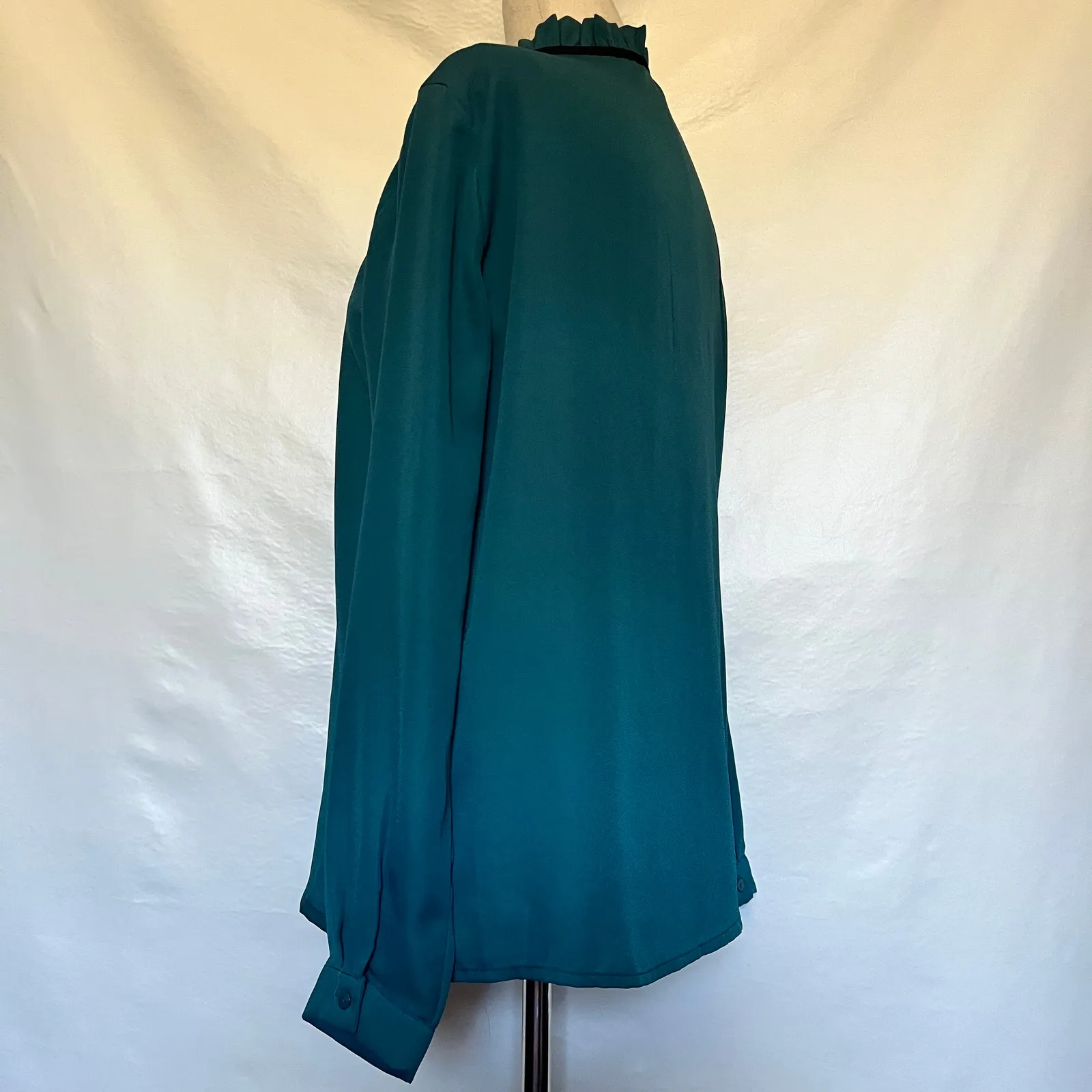 Lulu's Bow Tie Neck Womens Top Sz S Coquette Romantic Chiffon Cottage Teal - Image 5