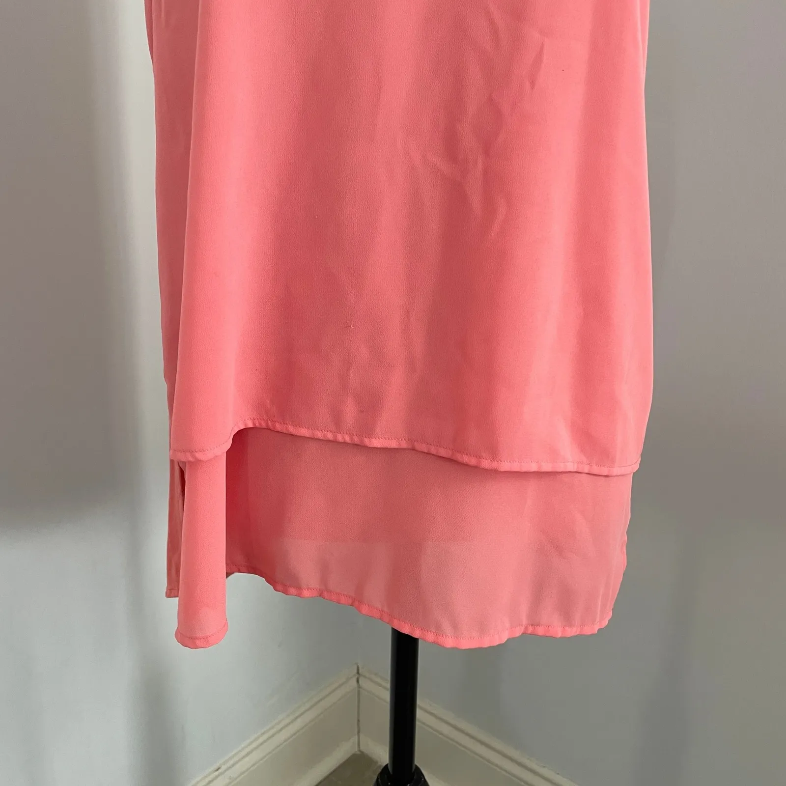 NWOT Michael Kors sz Small Coral Chiffon Tank Top Layered Sleeveless Mixed Media - Image 3