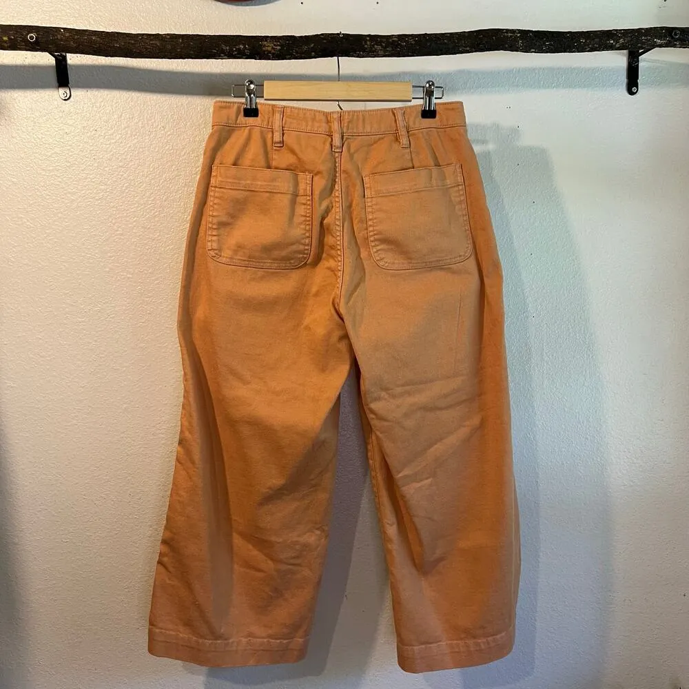 OAT Orange High Rise Wide Leg Cropped Denim Jeans Size 28 - Image 14