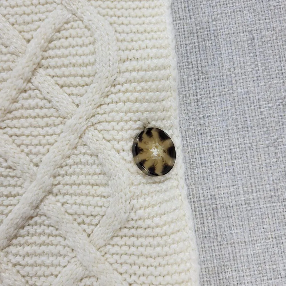 Tantrums Womens Vest One Size Ivory Wool Blend Cross Hatch Turtleneck Knit - Image 4