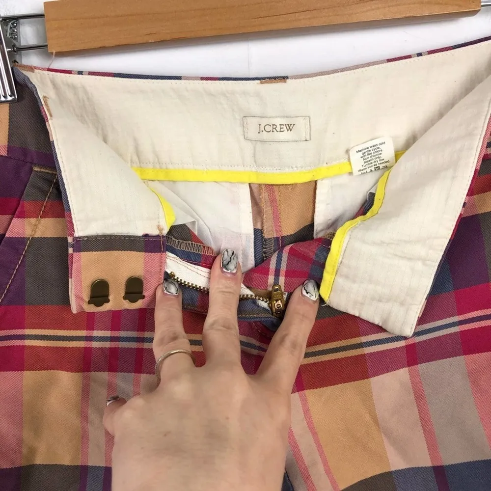 J.Crew Plaid 100% Cotton Casual Chino Shorts Style 45063 Size 00 Pockets - Image 11