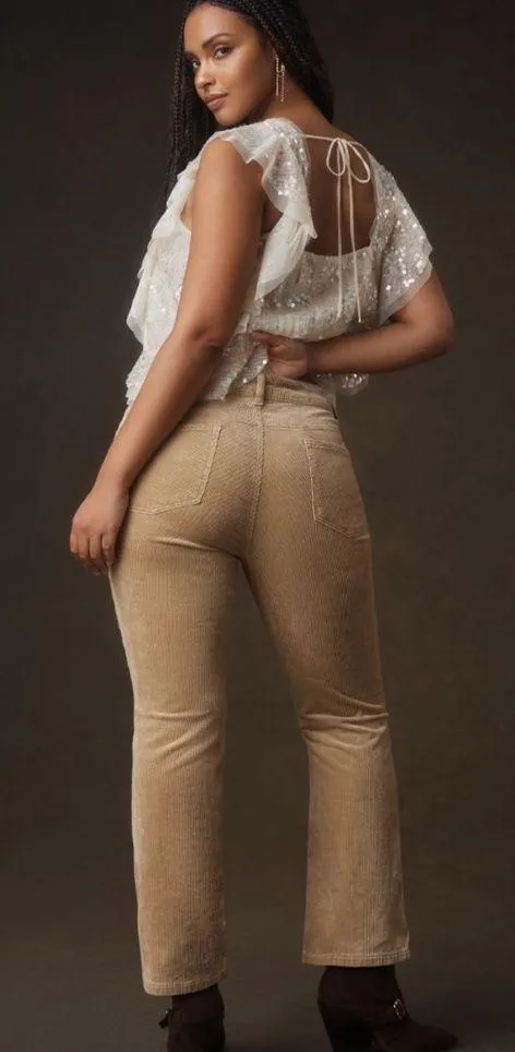 NWT Anthropologie Pilcro Yaya Mid Rise Corduroy Crop Flare Jeans - Image 2