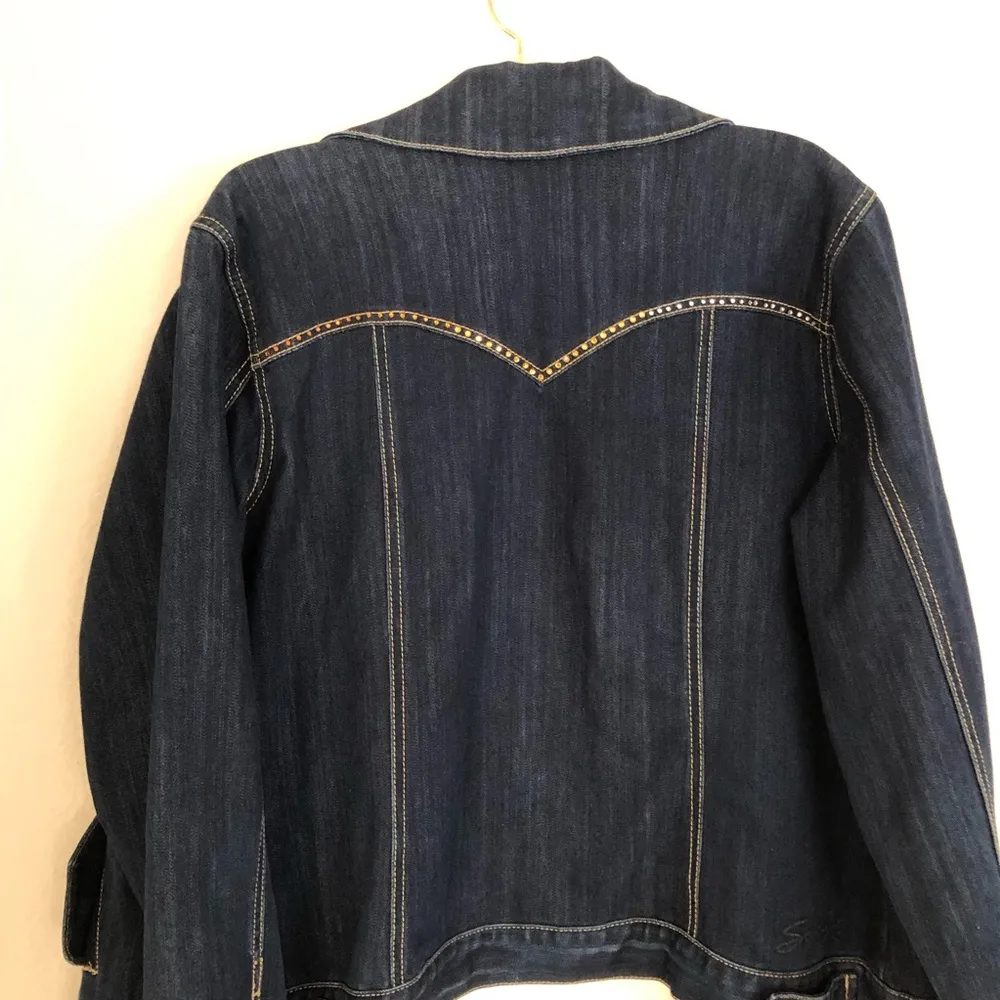 NWOT Seven 7 Luxe Denim Rhinestone Jacket pockets 18/20 - Image 10