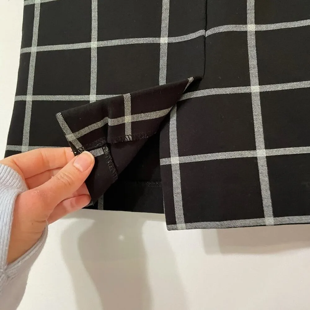 Amanda Chelsea Black Window Pane Plaid Mini Skirt Dark Academia Women XS Stretch - Image 6