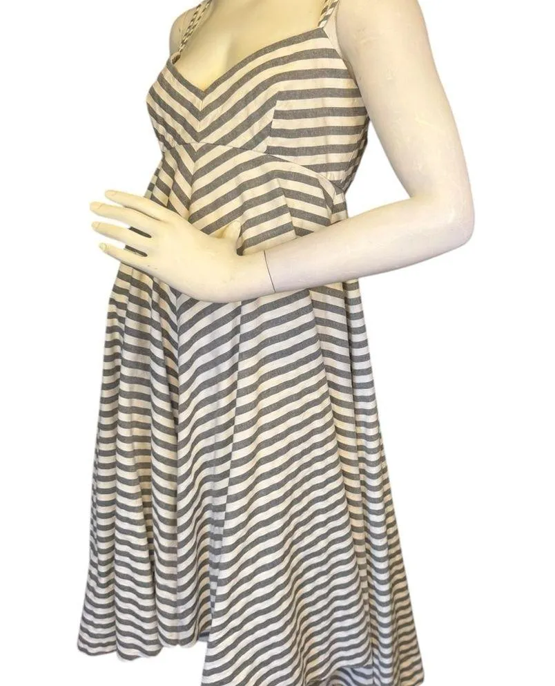 Milly Mitered Trapeze Dress White/Blue Striped Dress Size 8. - Image 6