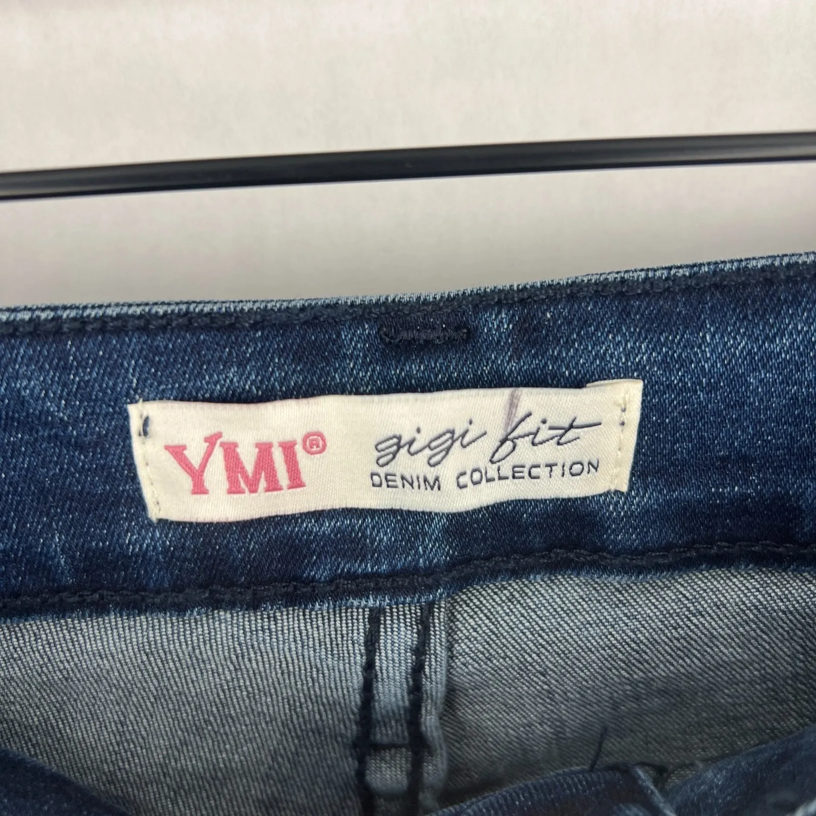 YMI Gigi Fit Flared Jeans Womens 3 Blue Denim Cotton Stretch High Rise Raw Hem - Image 4