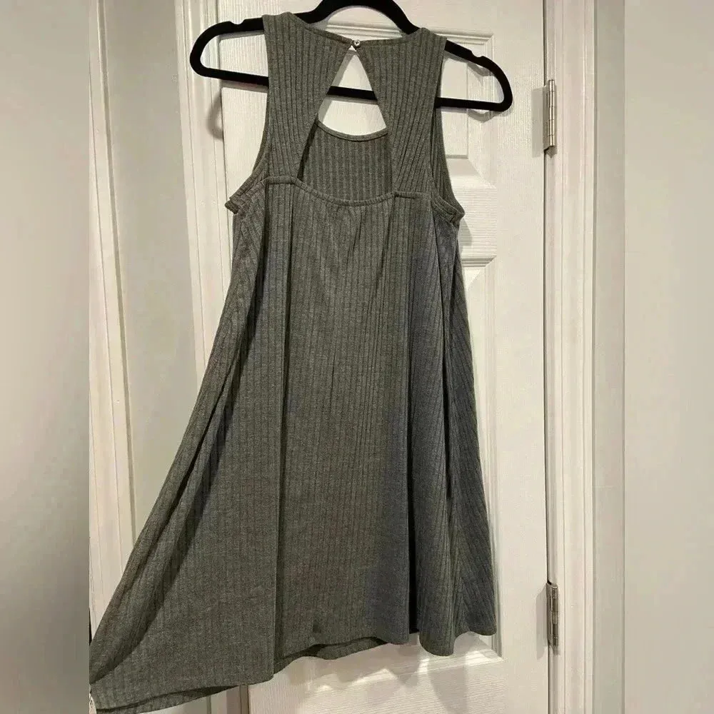 Abercrombie & Fitch Soft Gray Ribbed Open Back Sleeveless Tank Dress Size M - Image 10