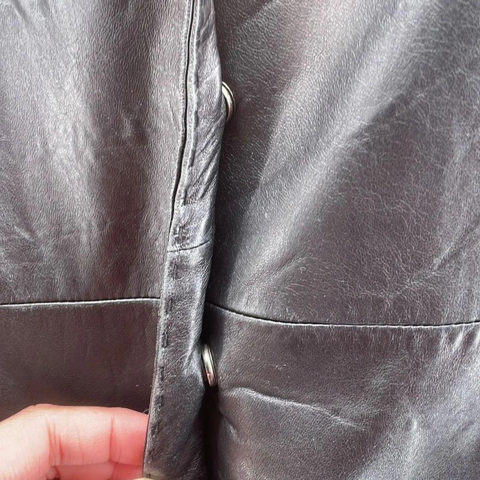 Vintage Mossimo Womens‎ Blazer Jacket Size Small Leather Baddie Grunge Edgy Punk Black - Image 12