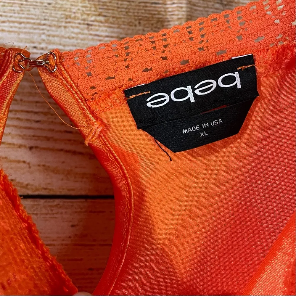 satin lace trim bustier midi orange dress women Size XLarge - Image 11