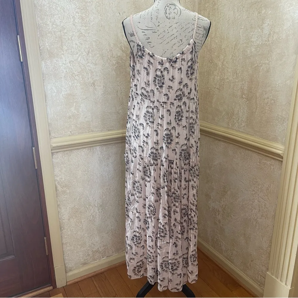 Elena Baldi Women Silk Blend Tiered Midi Dress Pastel Pink Size S Made In Italy - Image 6