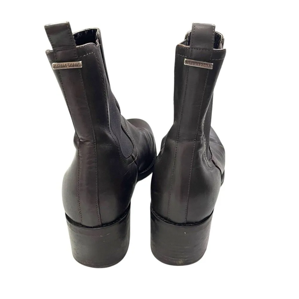 Aquatalia Jemma Chelsea Boots Brown Leather Women’s Size 9 Weatherproof Pull On - Image 4