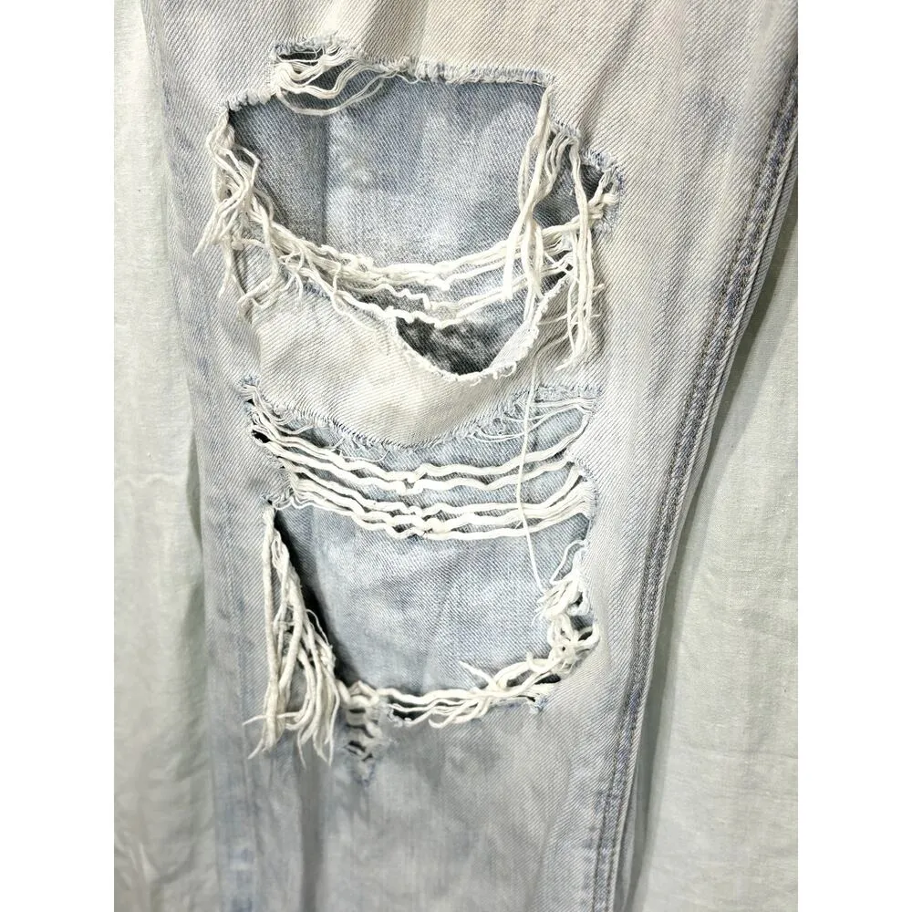 AMERICAN EAGLE Women's Acid Wash High-Rise Ripped Tom Girl Jeans Sz 14 - Image 4