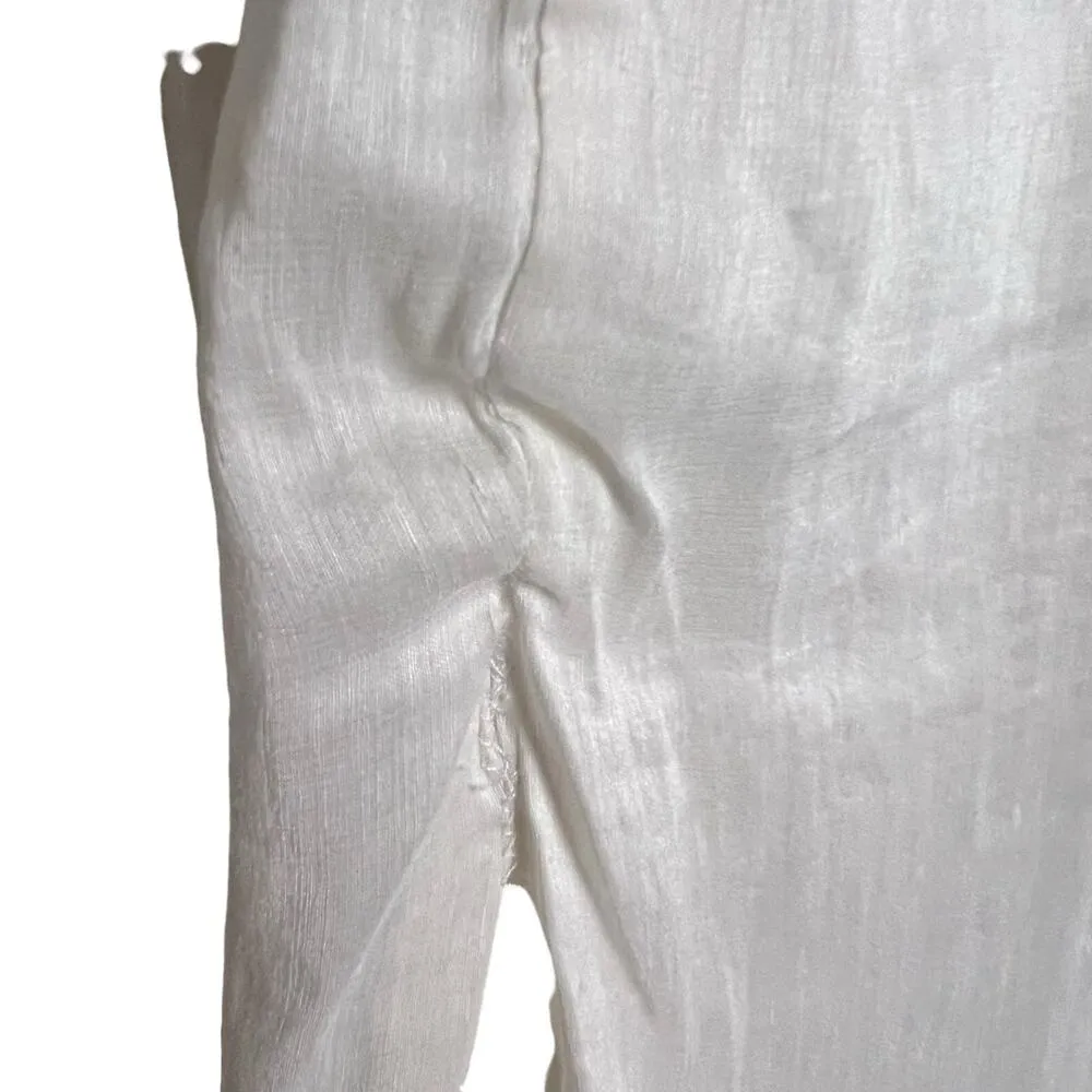 All Saints Lary White Linen Silk Shoulder Long Sleeve Slit Midi Dress Size 6 - Image 14