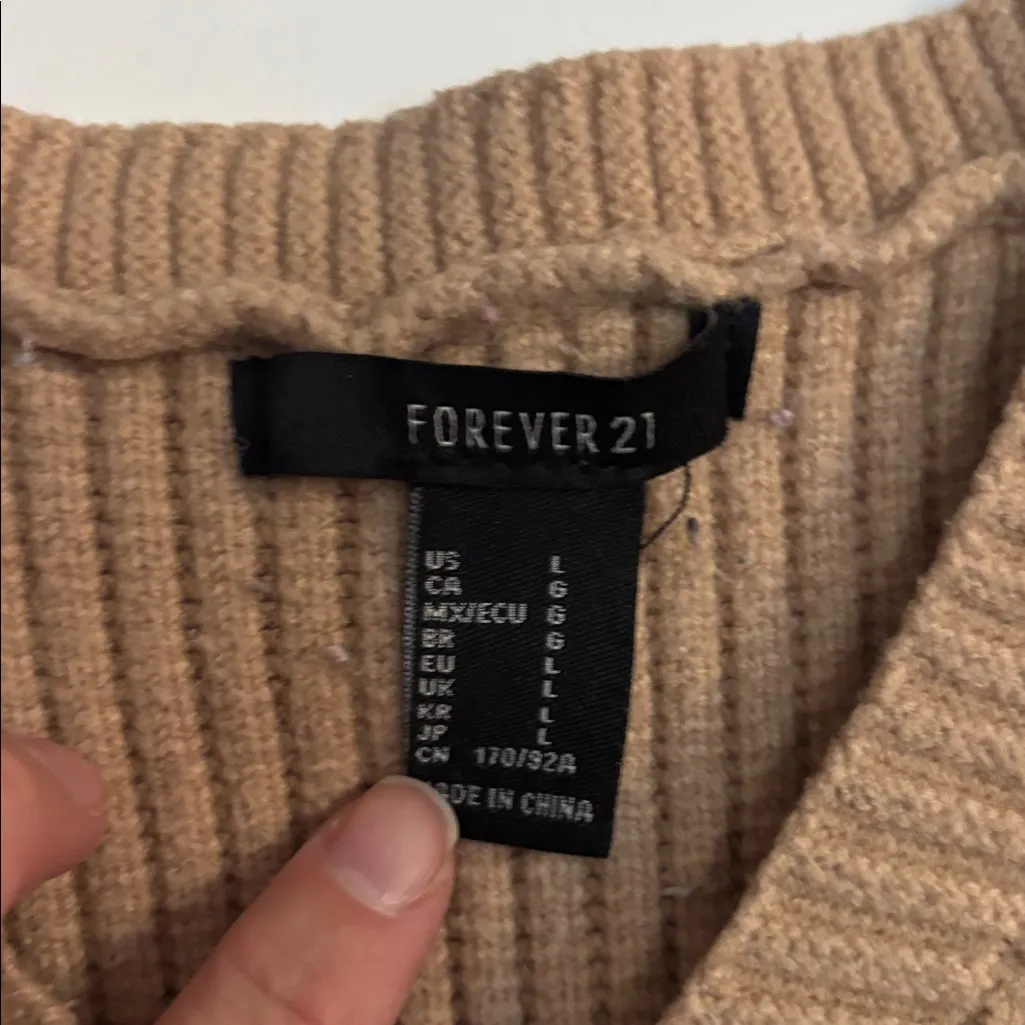 Forever 21 Beige Ribbed Knit Sleeveless Sweater Top - Image 2