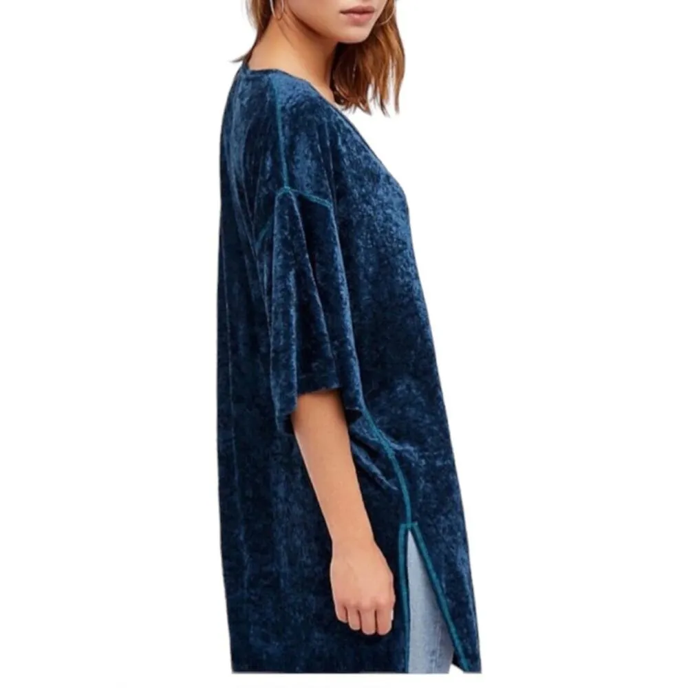 We the Free womens XS oversized velour tunic shirt dress cute casual holiday ant - Image 2