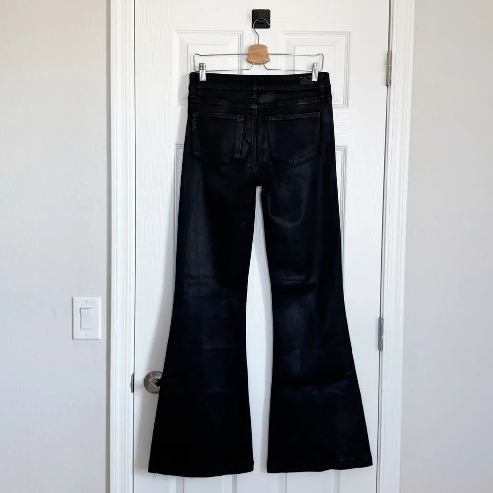 NWT Paige Genevieve Black Fog Luxe Coating Flare Pants Size 28 - Image 13
