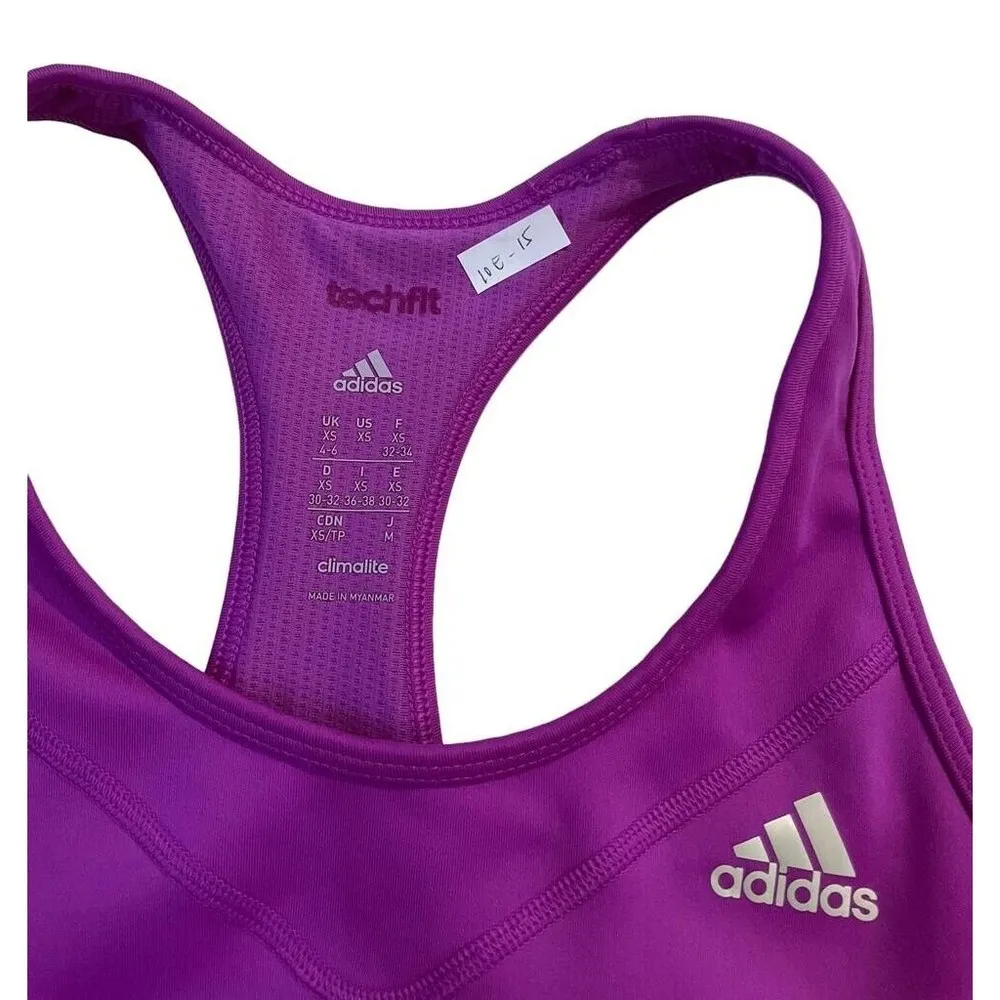 10E-15 Adidas Techfit Size XS Sportsbra Purple Activewear Sporty - Image 3