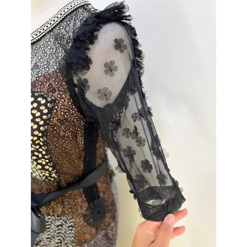 Anthropologie Beguile by Byron Lars Allusione Dress Black Lace Insert Sheath 0P - Image 4