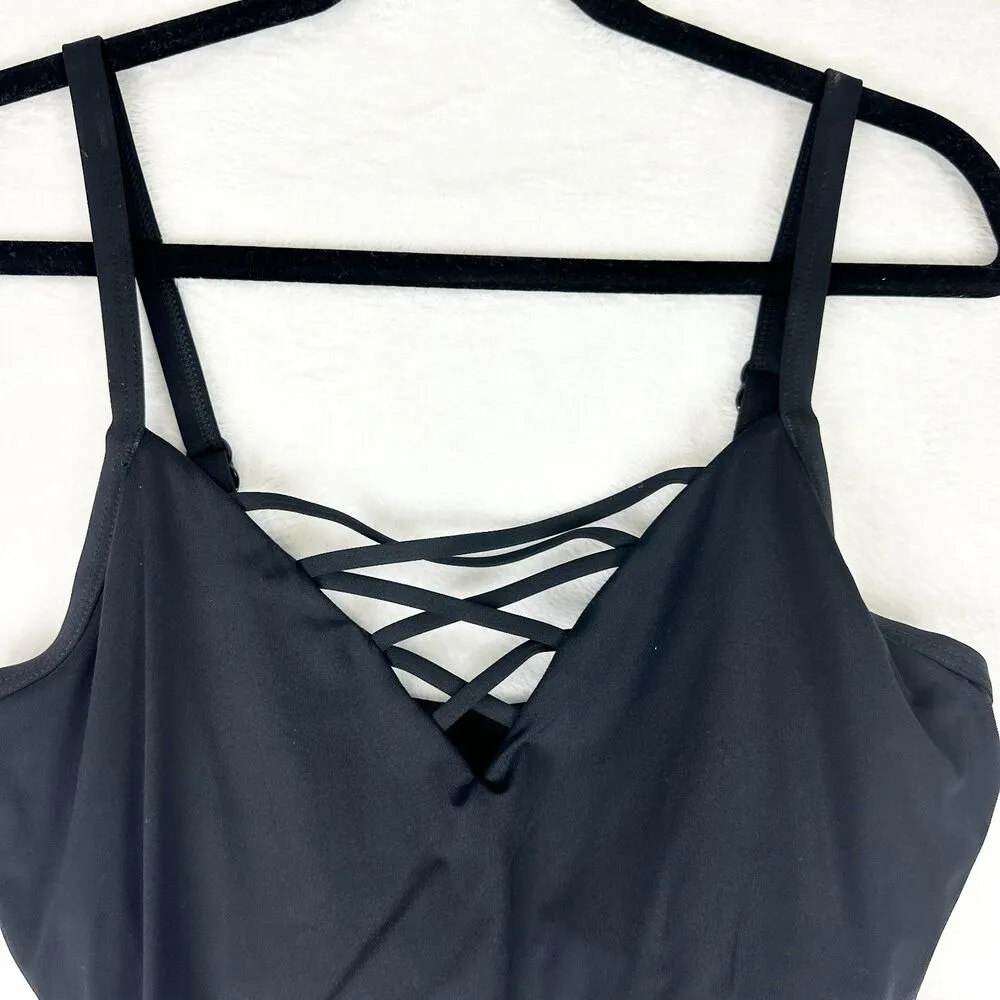 DD Cup Maillot One Piece Swimsuit Size 10 Black V-Neck Underwire - Image 6