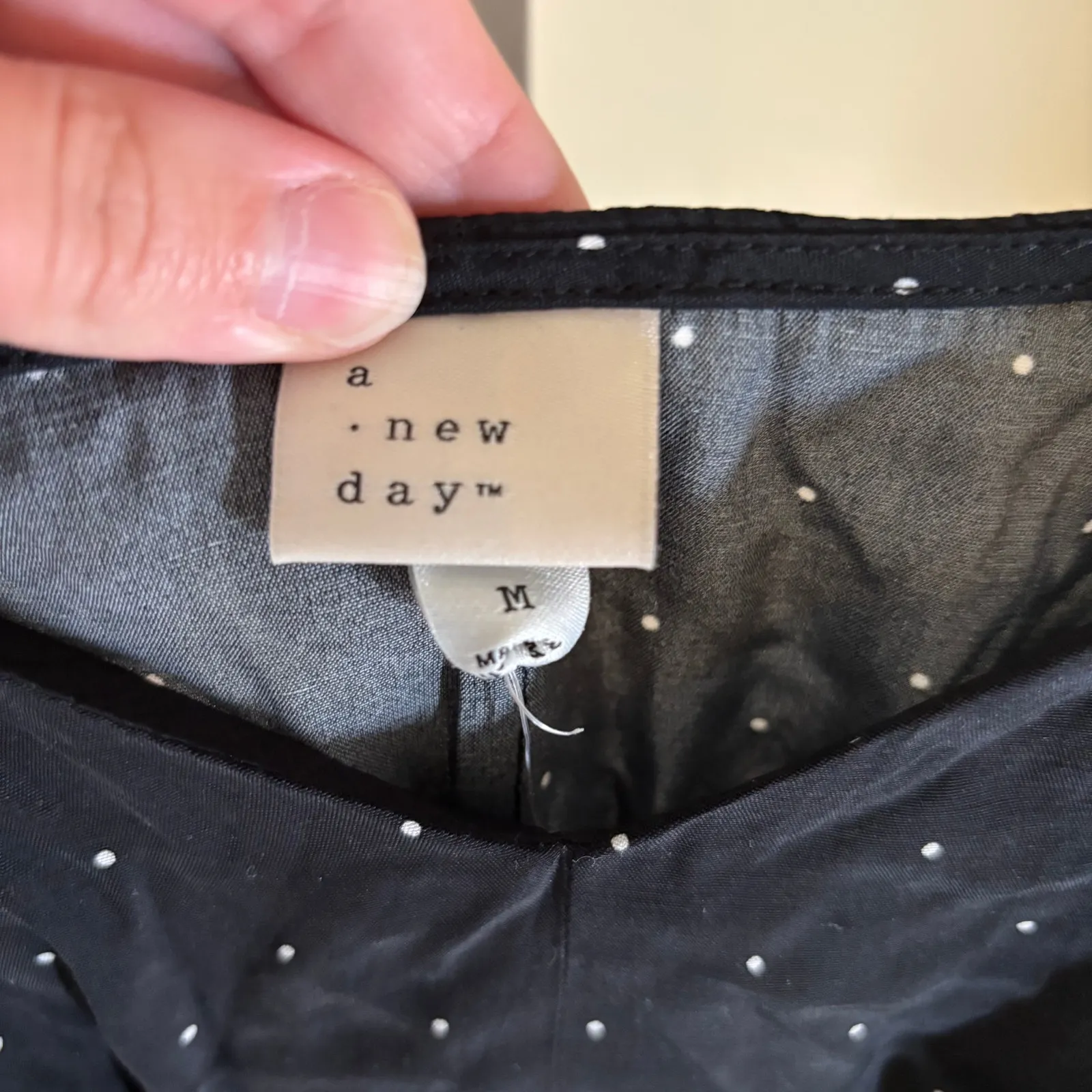 A New Day NWT Womens Long Sleeve Crepe Maxi A-Line Dress Black White Polka Dot M - Image 5