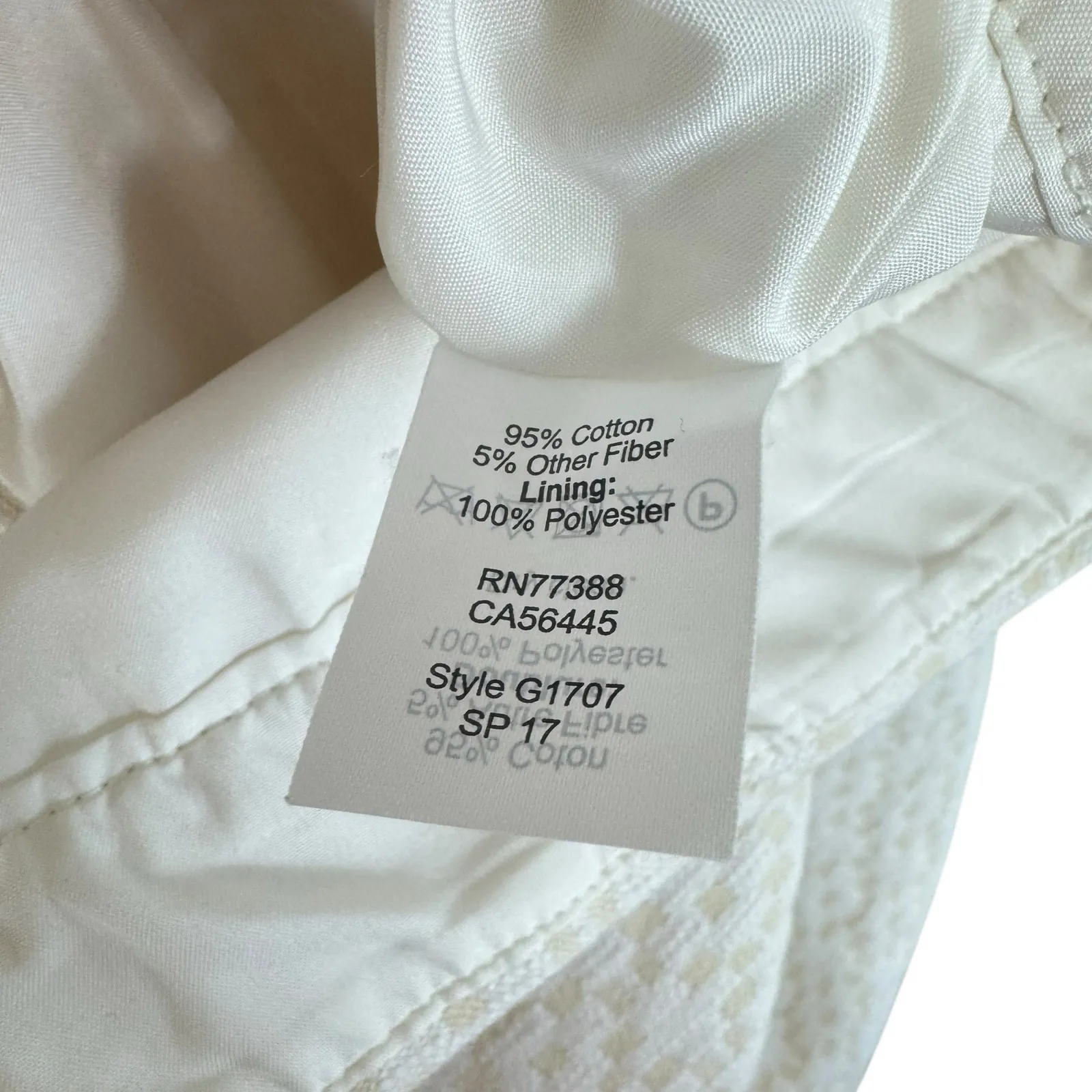 J. Crew Cotton Ivory Beige Geometric Print Lined Textured Above Knee Skirt Sz 12 - Image 6