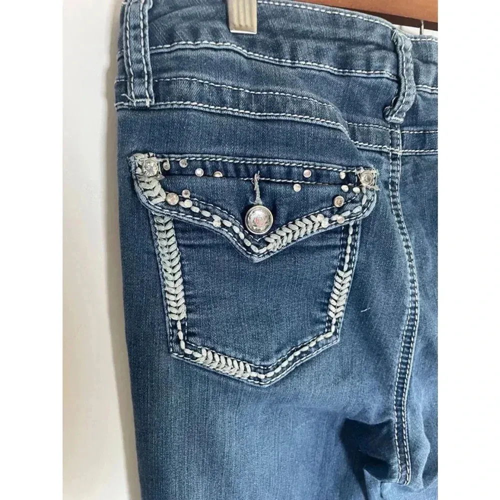 Women's Earl Jeans Barely Boot Bling Y2K Bootcut Jeans Size 10 Blue GUC! 0122 Blue - Image 6