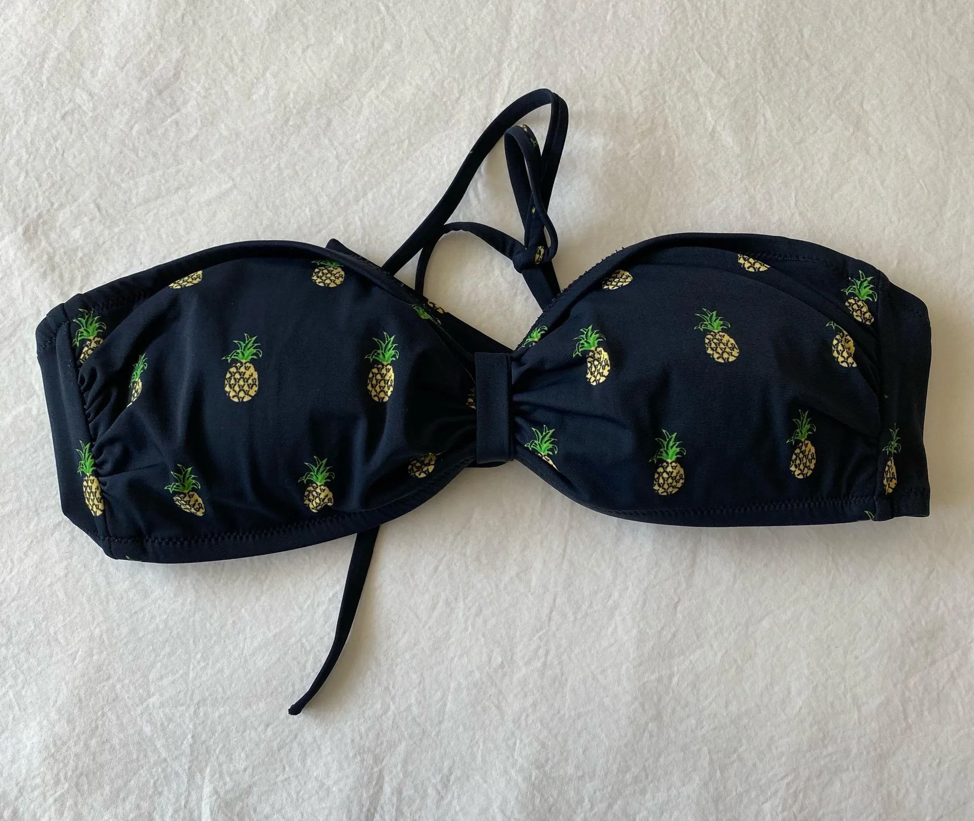 Navy Pineapple Print Bow Bikini Top 🍍 Blue - Image 2