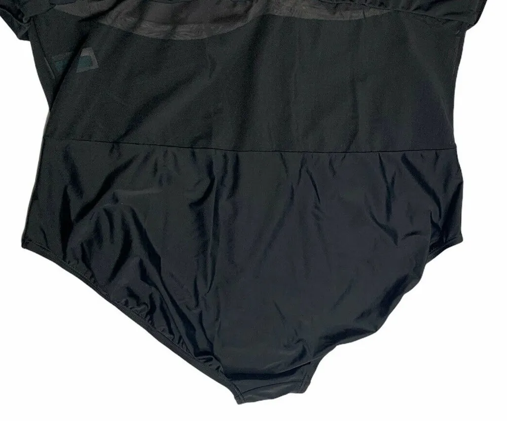 NEW Fresh Water One Piece Removable Strap Skirted Swimsuit Slimming Black 30W - Image 10