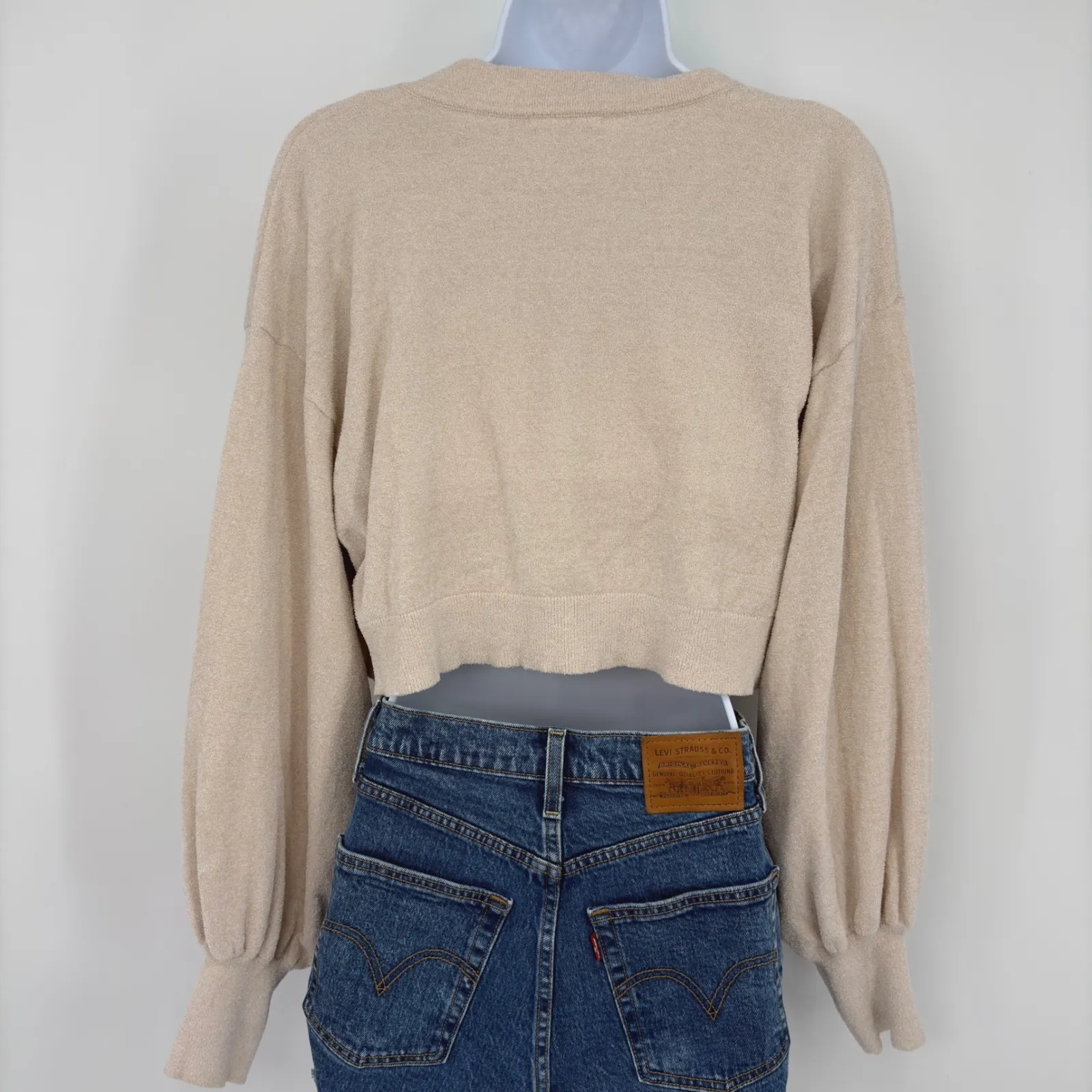 House of CB London Crop Cardigan Bandeau Set Cream S Fluffy Feminine Romantic - Image 9