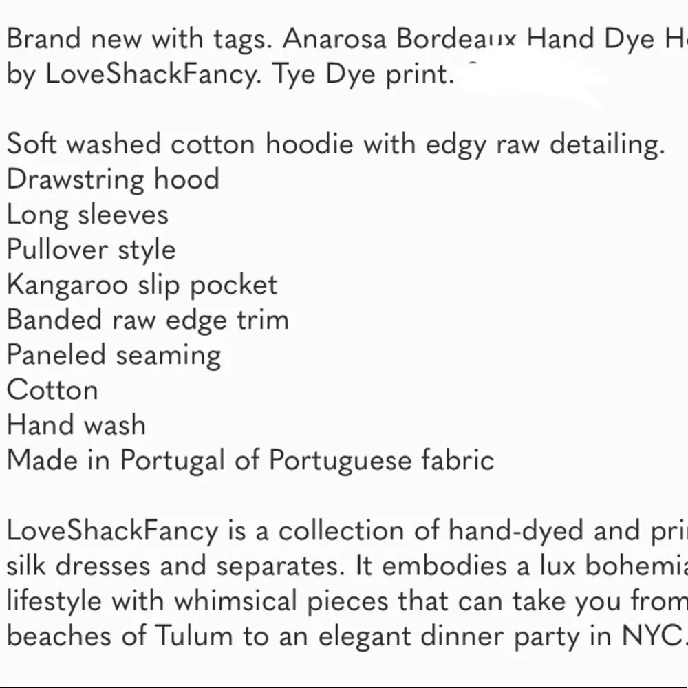 LoveShackFancy Anarosa Pink Hoodie Bordeaux hand Dye small - Image 9