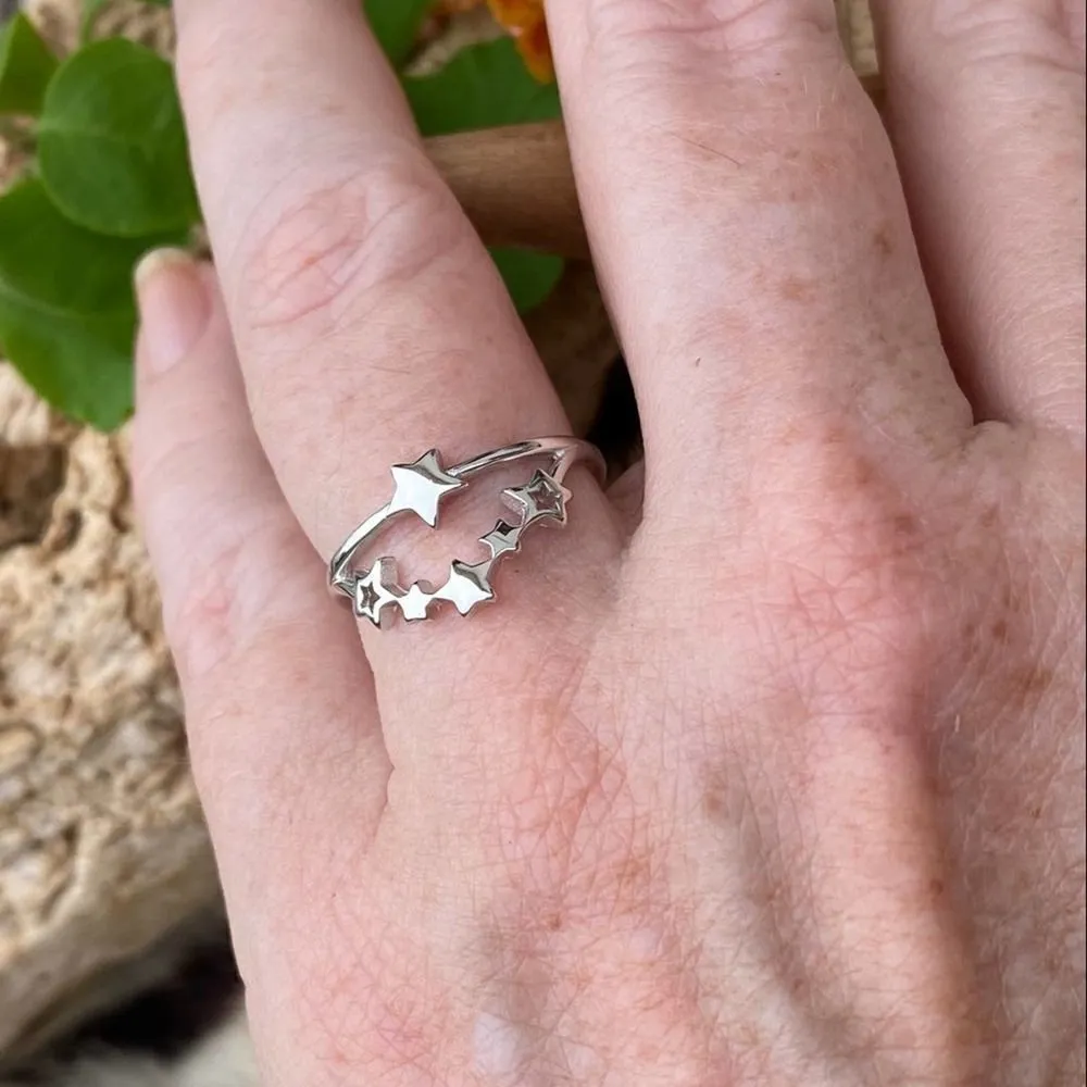 Multi Star Cluster Sterling Silver Ring Size 8 Silver - Image 4