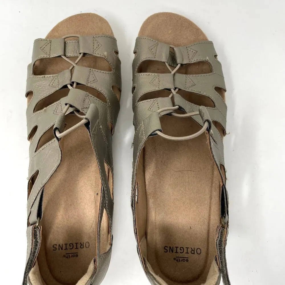 Earth Origins Bea Comfort Gladiator Slip on Sandals Shoes metallic Platinum 12 - Image 5