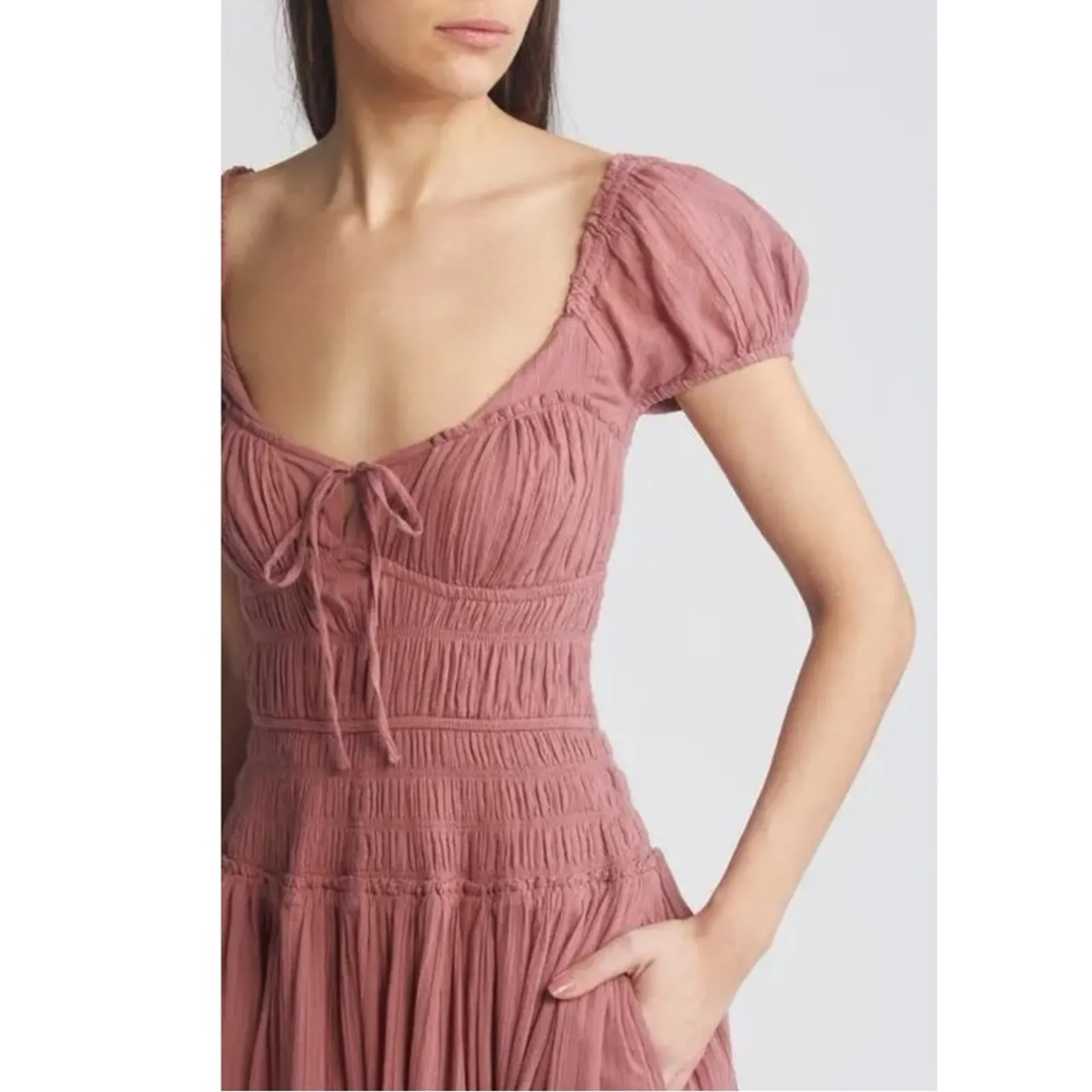 Free People Dainty Romantic Ethereal Feeling Bonita Midi Maxi Dress Rose Large - Image 5